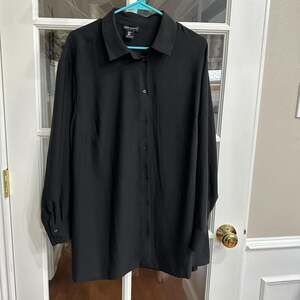 Jones New York Black Button-Up Shirt, Relaxed Fit Blouse - Size 1X